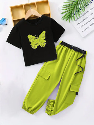 Favorite Store Girls Casual T-shirt Pant(Parrot Green)