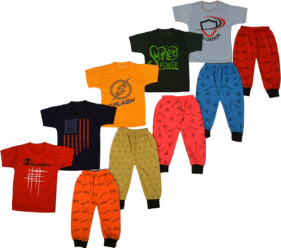 alphonso Baby Boys & Baby Girls Casual T-shirt Track Pants(MULTICOLOR)
