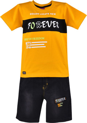 Wishkaro Boys Casual T-shirt Shorts(Yellow)
