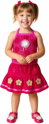 JANNAT mini wear Baby Girls Party(Festive) Top Skirt(pink)