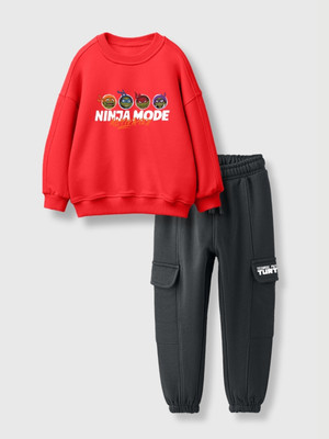 Nap Chief Boys & Girls Casual Sweatshirt Track Pants(Red)