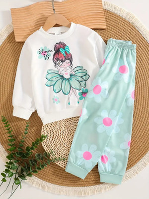 HEYFUN Girls Disney Princess Party(Festive) T-shirt Pant(MULTI COLOUR)