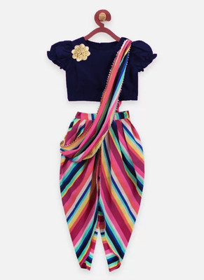 DENJIM FASHION Baby Girls Party(Festive) Top Dhoti Pant(Blue)