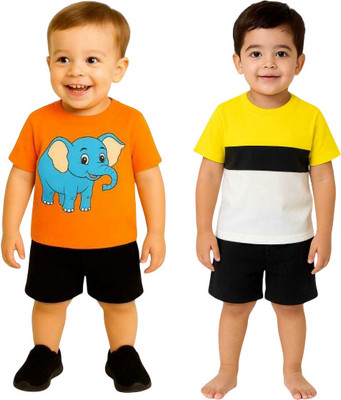 SEGRO Baby Boys & Baby Girls Casual T-shirt Shorts(ORANGE)