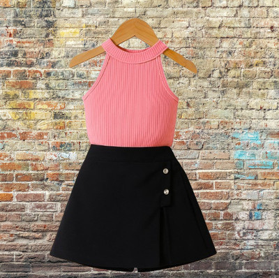 RIYASNHI Girls Casual Top Shorts(Pink, Black)