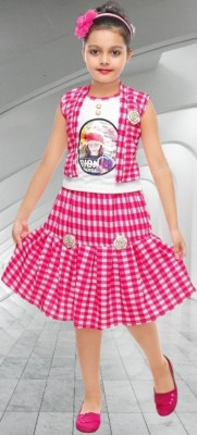 KidsCute Girls Casual Top Skirt(Pink)