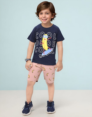 TOONYPORT Boys Casual T-shirt Shorts(Dark Blue)