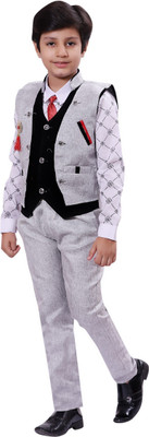 Go Berry Boys Party(Festive) Shirt Pant(Grey)