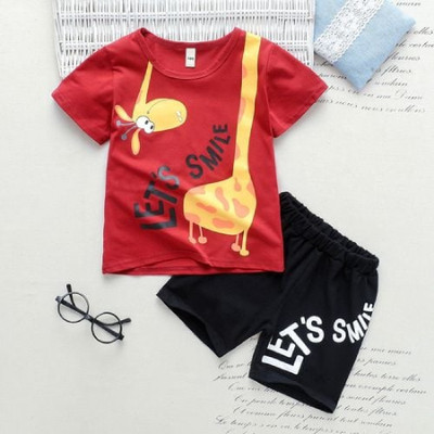 SANWARIA CLUB Baby Boys Casual T-shirt Shorts(RED)