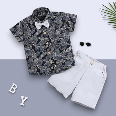 LittleRebel Baby Boys & Baby Girls Casual Shirt Shorts(1007_BLACKPATTI)