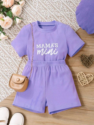 HouseOfCommon Baby Boys & Baby Girls Casual T-shirt Shorts(Purple)