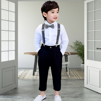 RIYANSHI Boys Party(Festive) Shirt Pant, Bow Tie, Suspenders(WHITE)