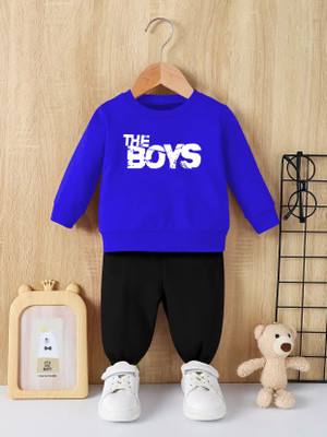 RetroTees Baby Boys & Baby Girls Casual T-shirt Track Pants(Blue)