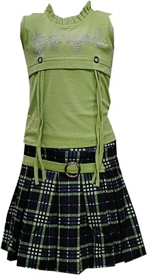 TryZone Girls Party(Festive) Top Skirt(Green)