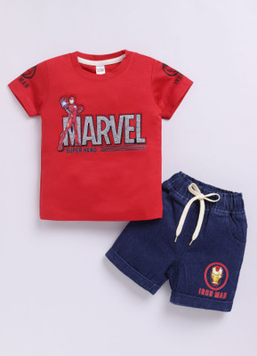 LITTLE NINJA Baby Boys Casual T-shirt Shorts(RED NAVY)