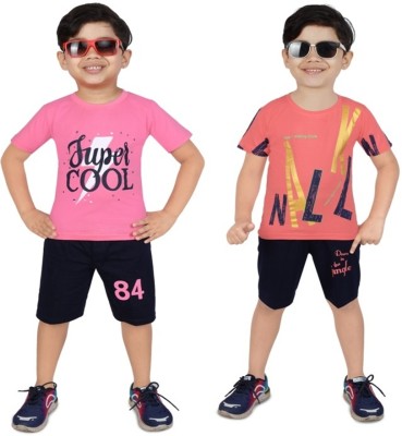 Zadmus Kids Baby Boys Party(Festive) T-shirt Shorts(Pink, Peach)