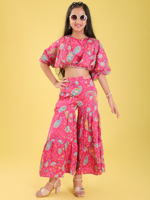 Miss & Chief Girls Party(Festive) Top Pant(Pink)