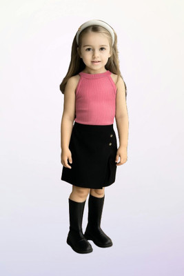 RIYASNHI Girls Casual Top Shorts(Pink, Black)