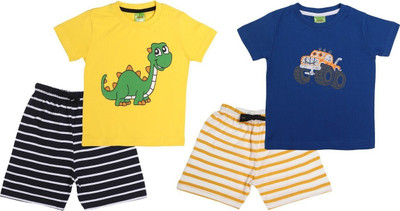ShreyashCollection Baby Boys Casual T-shirt Shorts(Blue - YellowB)