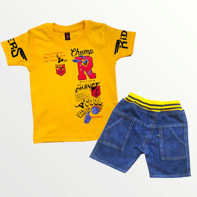 BERRYHOUSE Baby Boys & Baby Girls Casual T-shirt Shorts(YELLOW)