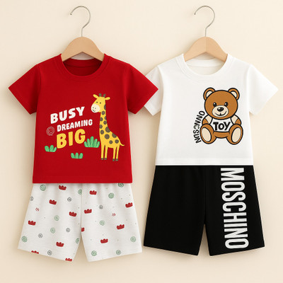 Iffat collection Baby Boys Casual T-shirt Shorts(MULTICOLOR)