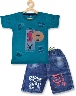 Style Generation Boys Party(Festive) T-shirt Pant(Dark Blue)