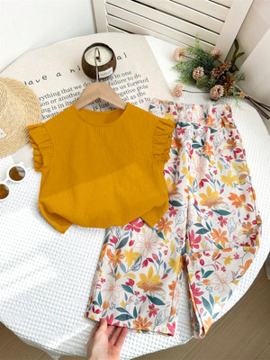 DHANOOFASHION Girls Casual Top Pyjama(Yellow)