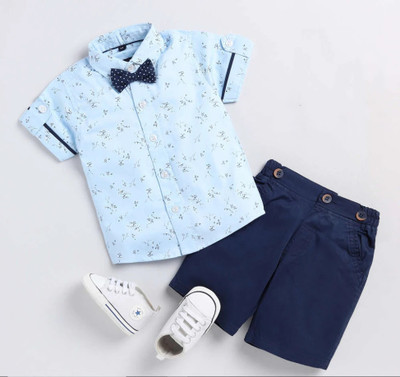 LUCCA JOICE Baby Boys & Baby Girls Party(Festive) Shirt Shorts(DN_1001-SKY)