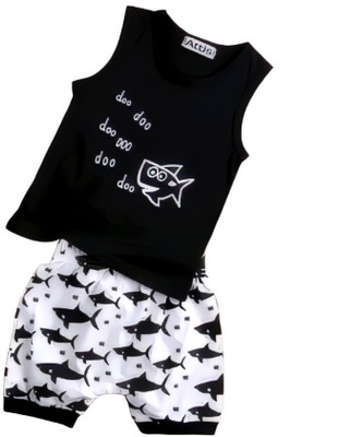 sanwaria Boys Casual Vest Shorts(Black)