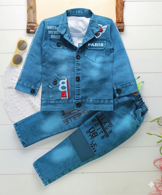 Shirazi Kids Boys Casual Jacket Jeans(BLUE)