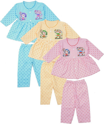 KIDS PARYANIS Baby Girls Party(Festive) Top Pyjama(MULTICOLOR)