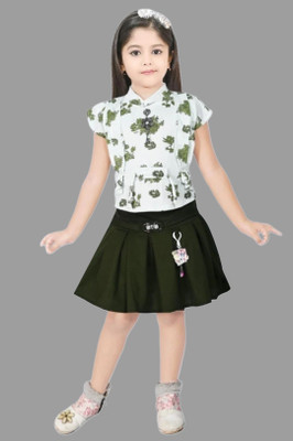 HouseOfCommon Baby Girls Party(Festive) Top Skirt(Green)