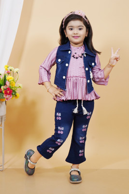 HouseOfCommon Girls Party(Festive) Top Pant, Jacket, Top(PURPLE)