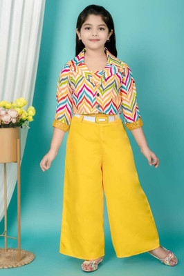 KIDDRESS Girls Disney Princess Party(Festive) Top Pant(YELLOW)