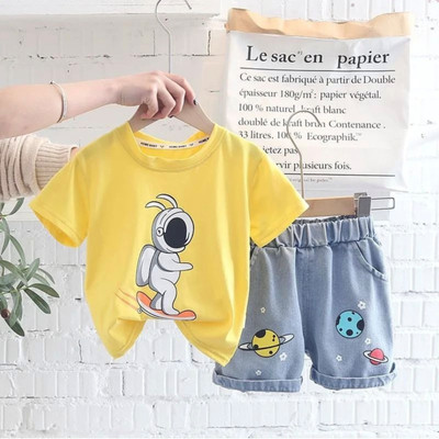 KILLER Boys & Girls Casual T-shirt Shorts(YELLOW/BLUE)