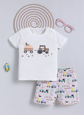 SUPERSQUAD Baby Boys Casual T-shirt Pant(White, Brown)