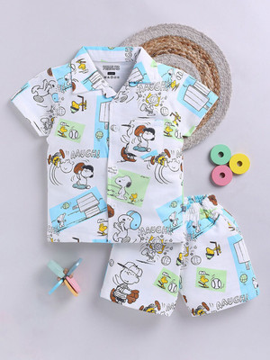 YK X Tinyo Boys & Girls Pluto Casual Shirt Shorts(White)