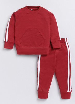 carrydreams Boys & Girls Casual T-shirt Trouser(MAROON_A)