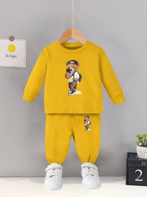 YUGAKNITFASHION Boys Casual T-shirt Track Pants(Yellow)