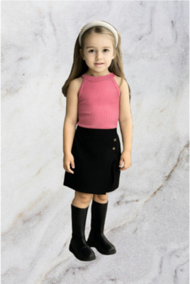 RIYANSHI Girls Casual Top Shorts(Pink, Black)