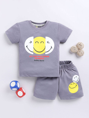 YK X Tinyo Boys & Girls Casual T-shirt Shorts(Grey)