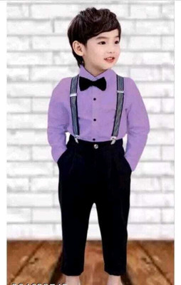 DENSIY FEBB Baby Boys & Baby Girls Casual Belt Bow Tie(PURPLE+BLACK)