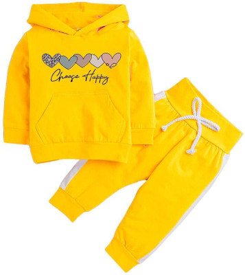 HouseOfCommon Boys & Girls Party(Festive) Sweatshirt Sweatshirt, Sweatpant(YELLOW)