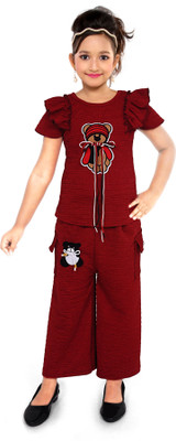 RRJ Fashion Baby Girls Party(Festive) Top Pant(MAROON)