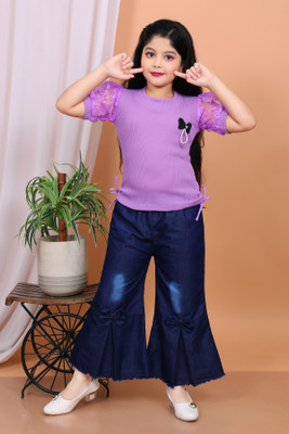 SHIFARIMI Girls Party(Festive) Top Jeans(PURPLE)