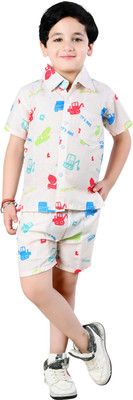 Arshia Fashions Baby Boys Party(Festive) Shirt Shorts(Cream)