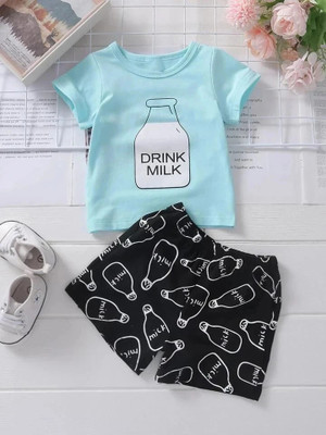 CALCUTTA FASHION Baby Boys & Baby Girls Casual T-shirt Shorts(BLUE BLACK)