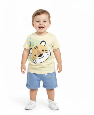 dingdong Baby Boys Casual T-shirt Pant(Yellow)