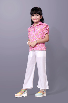 Aarya Designer Girls Barbie Party(Festive) Shirt Pant(Pink)