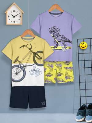 Hellcat Boys Casual T-shirt Shorts(Mustard2/Lavender2)